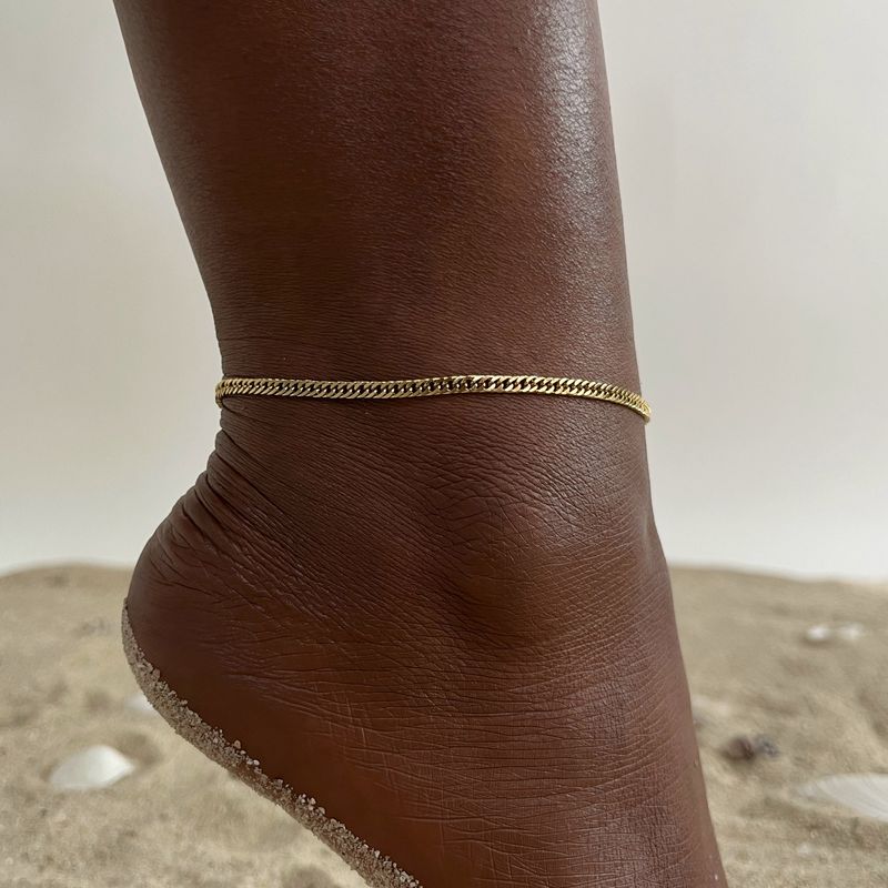 Collection Stainless Bone Anklet 21CM Gold Flat Snake Chain Titanium Steel Wheat Ear Foot Jewelry Wholesale_voghion.com