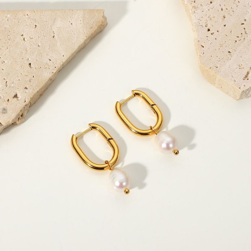 Nuovo influencer INS con lo stesso orecchino di perle d'acqua dolce, gioielli pendenti alla moda e semplici per le donne_voghion.com