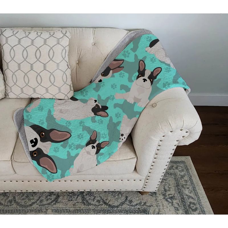 Sofa, Quilted Couch, Blanket And Black Throw Bed, Blanket 50x60 And Quilted Soft Bulldog Light White French Artwork Pattern For_voghion.com