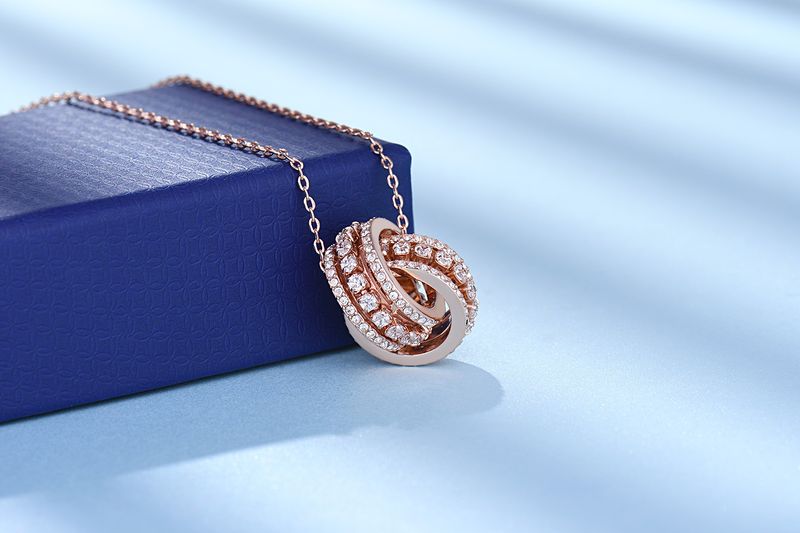 Interlocking Double Ring Necklace For Women Good Luck Crystal Element Clavicle Necklace Fashionable Live Broadcast_voghion.com