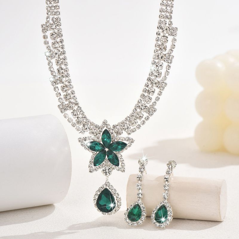 Set di gioielli da donna, set di gioielli alla moda, collana con stella a cinque punte in cristallo rosso, orecchini, set di gioielli da sposa_voghion.com