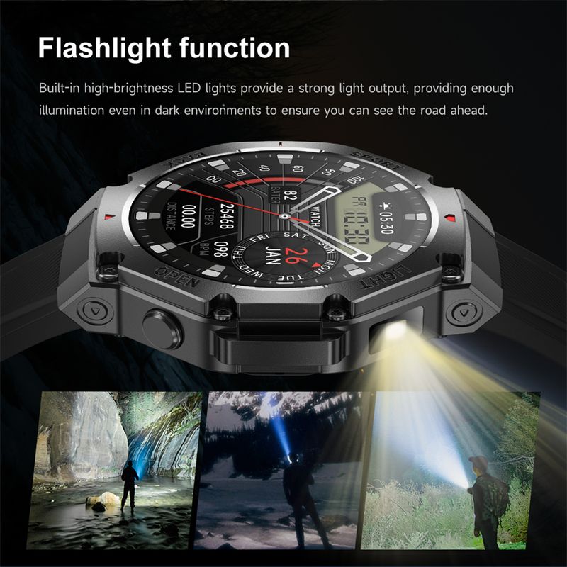 Neue GPS-Smartwatch 1,53 Zoll AMOLED-Display Sport Outdoor Sprachanruf Taschenlampe Kompass Uhr Männer Frauen Militärqualität Smartwatch_voghion.com
