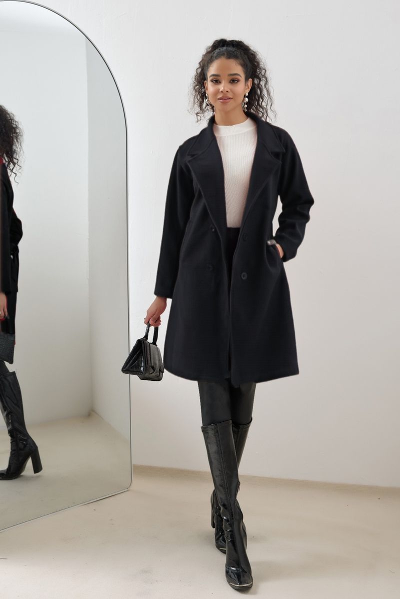 Autumn Winter New Women's Woolen Long Lace-up Wool Coat Solid Color Simple Slim Jacket_voghion.com