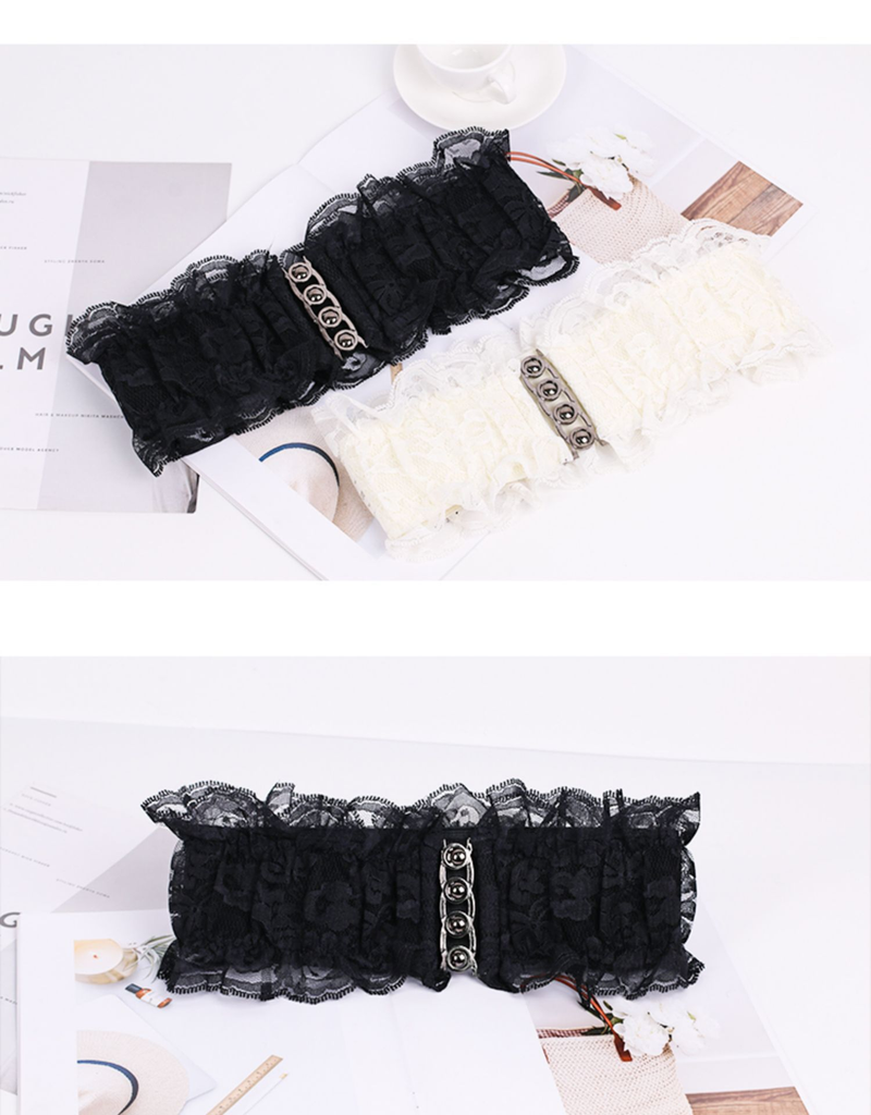 Plus Size Lace Waist Belt Wide Women's Korean Edition Extended Fat Sweet Elastic Decoration Waist Cover Chiffon Skirt Strap Trendy Women_voghion.com