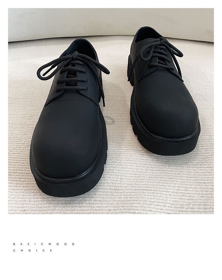 Charcoal Black Frosted And Matte Fancy Casual Derby Shoes_voghion.com