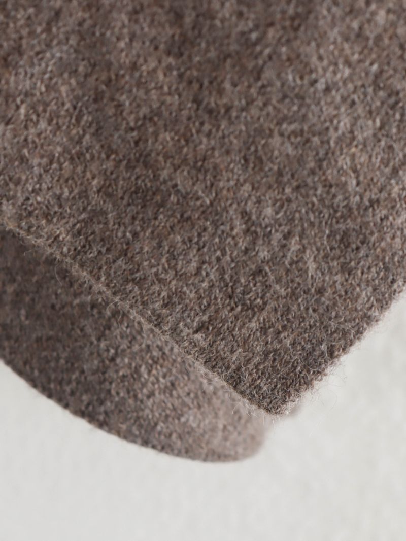 Elegant Asymmetrical Cape Knit Top – Women’s Long-Sleeve Scarf Neck Pullover, Loose Fit Boho Chic (Grey/Brown)_voghion.com