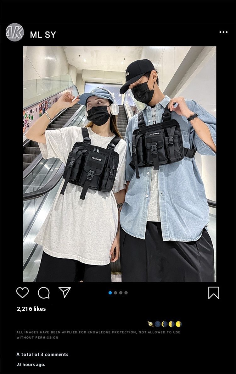 Tactical Chest Bag Trendy Splitter Ny Ins Men's og Women's Hong Kong Style Ryggsekk Bryst Bag Outdoor Workwear Vest Style Tactical Backpack_voghion.com