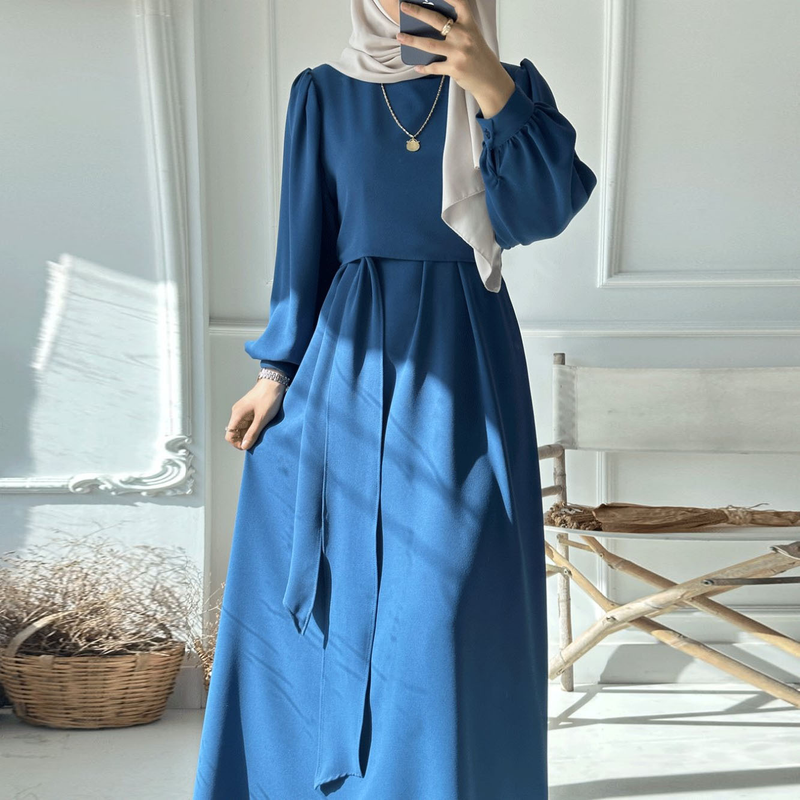Vêtements pour femmes, nouveaux ensembles de jupes et hauts à manches longues de couleur unie pour musulmanes, printemps_voghion.com