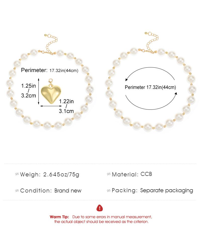 Collana con perline rotonde esagerate in stile punk europeo e americano, collana personalizzata a forma di amore rimovibile con nicchia temperamento_voghion.com