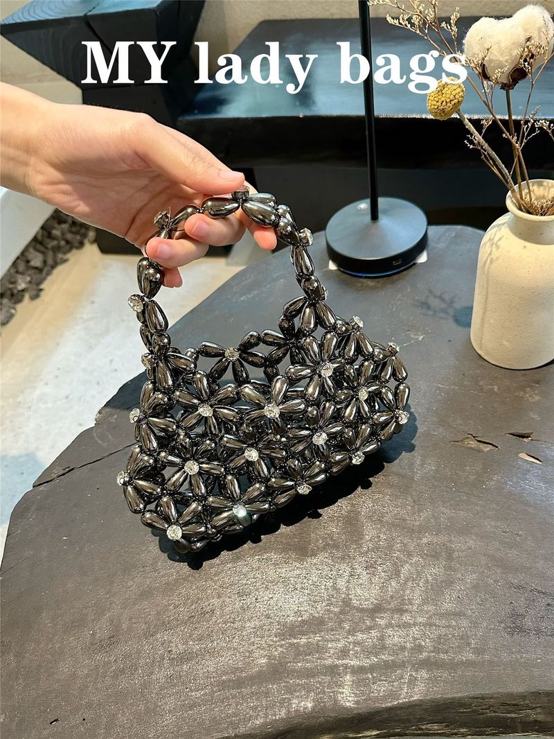 Mini borsa a mano in stile francese di alta qualità, con perline, realizzata a mano e strass, borsa per telefono intrecciata per viaggi quotidiani e casual._voghion.com