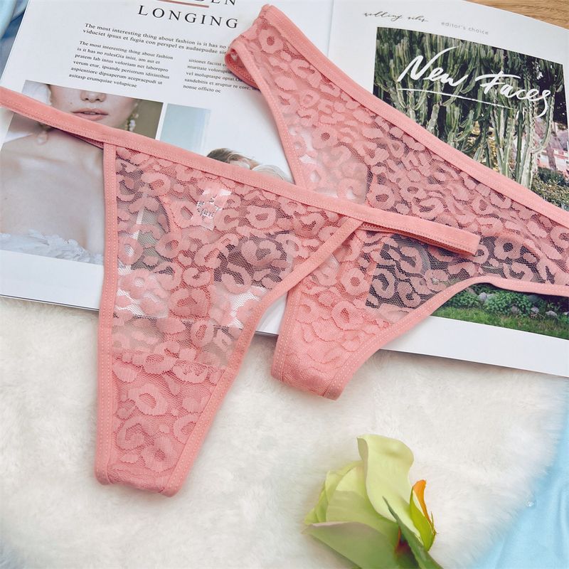 Women's Intimates Leopard Print Sexy Temptation Hollow Lace Women's Thong Ultra Thin Briefs Comfortable Hip Lift_voghion.com