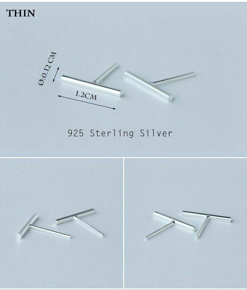 Orecchini a bottone con barra rotonda in argento sterling 925, orecchini minimalisti PE18_voghion.com