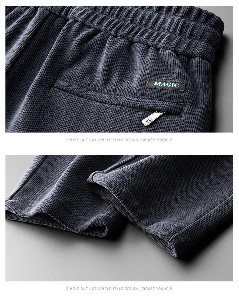 Herrenbekleidung Cordhosen für Jungen plus Samt und dicke, lockere, große, gerade Freizeithosen für Männer, schmale, warme Jogginghose_voghion.com