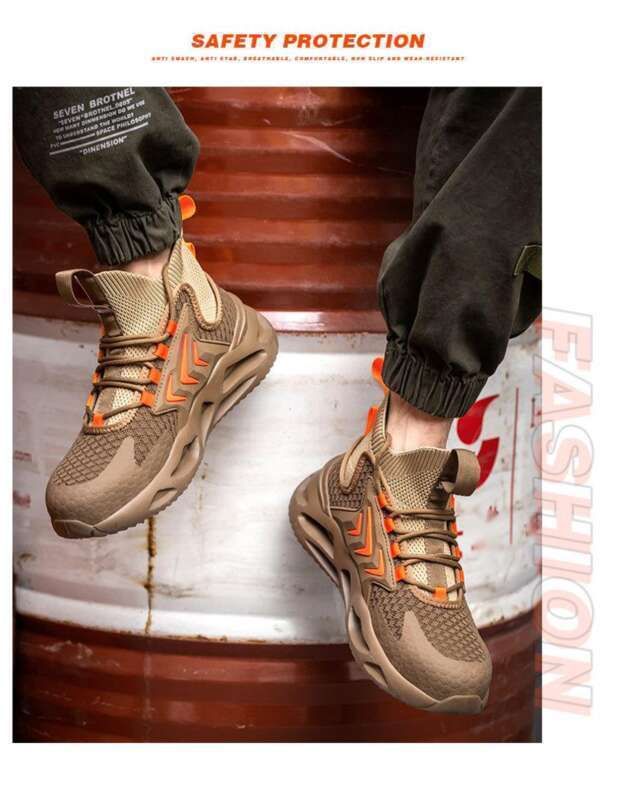 Chaussures de travail légères, résistantes aux chocs et aux perforations, avec embouts en acier et tissu respirant._voghion.com