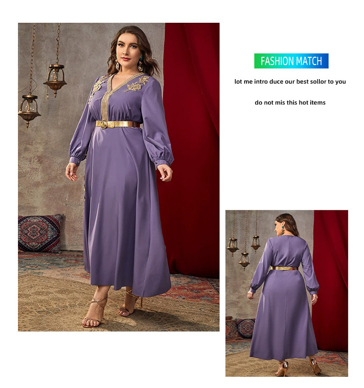 Abito ampio da donna a vita alta con scollo a V_voghion.com