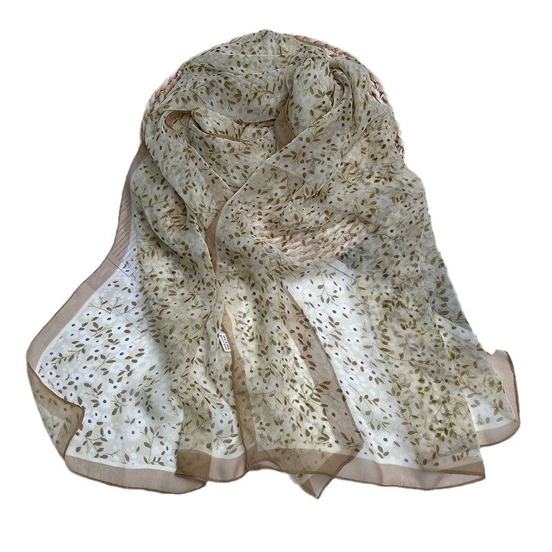 Sciarpa sottile Four Seasons per donna, scialle lungo e versatile in seta di gelso di alta qualità, sciarpa di garza, telo da mare_voghion.com