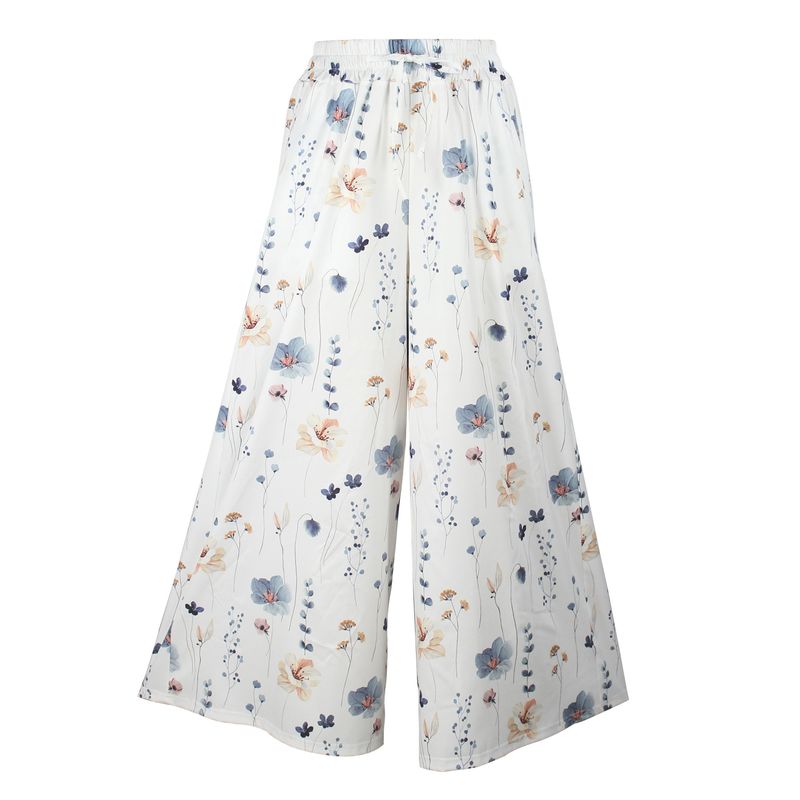 Lässige, lockere Hose mit Blumenmuster für Damen im Frühling und Herbst mit Taschen, elastischer Taille und weitem Bein_voghion.com