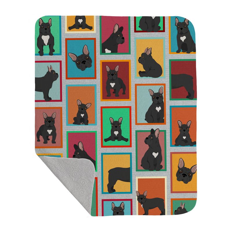 Lots of Black French Bulldog Quilted Blanket 50x60 Artwork Pattern Quilted Throw Blanket for Bed, Couch, Sofa, Soft and Lightweight_voghion.com