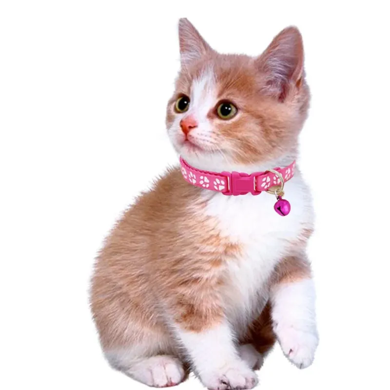 12PCS nou drăguț laba imprimare reglabil pisoi zgardă clopot cravată pisică animal de companie cățeluș colorat animal de companie zgardă de siguranță colier_voghion.com