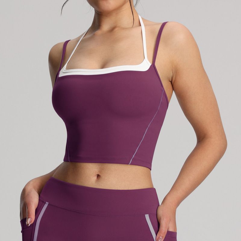 Ensemble deux pièces LazyZoom, dos nu, joli gilet, short de yoga trois-quarts, pour la course à pied, le sport et le fitness_voghion.com