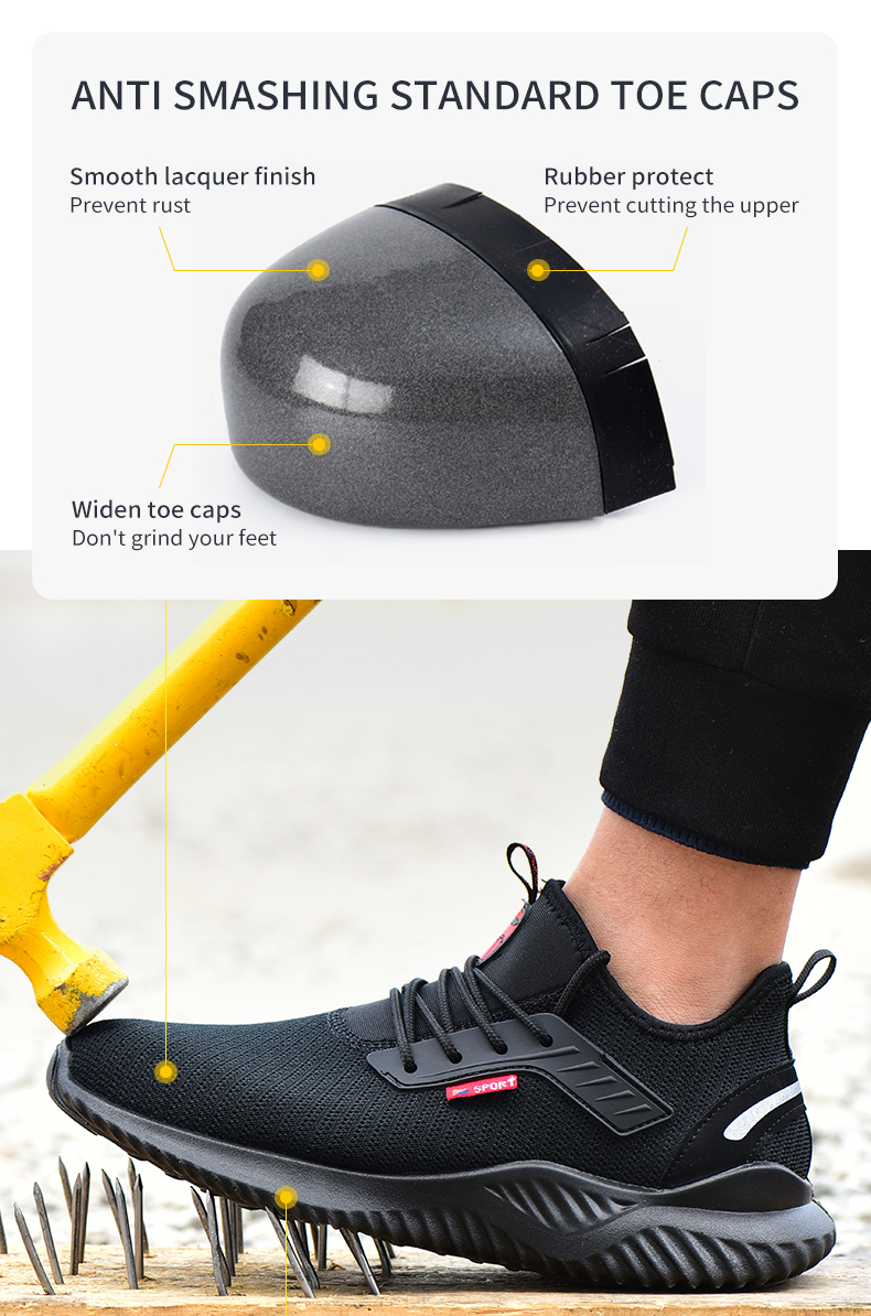 Sapatos de trabalho de segurança para construção masculinos ao ar livre com biqueira de aço botas de segurança leves à prova de furos de alta qualidade_voghion.com
