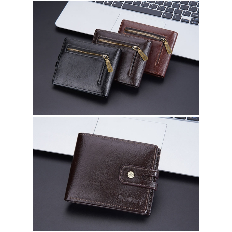 Baellerry New Paragraph Men's Short Wallet Retro Multi-card Buckle Wallet Simple Zipper Coin Purse_voghion.com