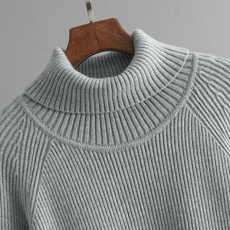 Damenbekleidung Einfarbiger Rollkragenpullover Herbst und Winter Verdickter lockerer Pullover Oberteil Strickpullover_voghion.com