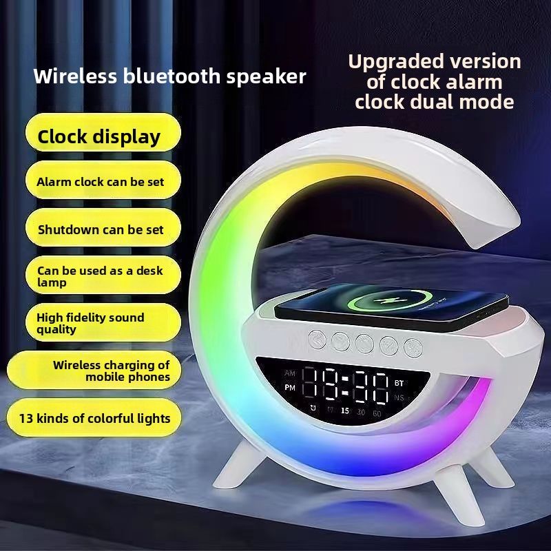 New Bluetooth Speaker Atmosphere Light Voice Clock Wireless Mobile Sound_voghion.com
