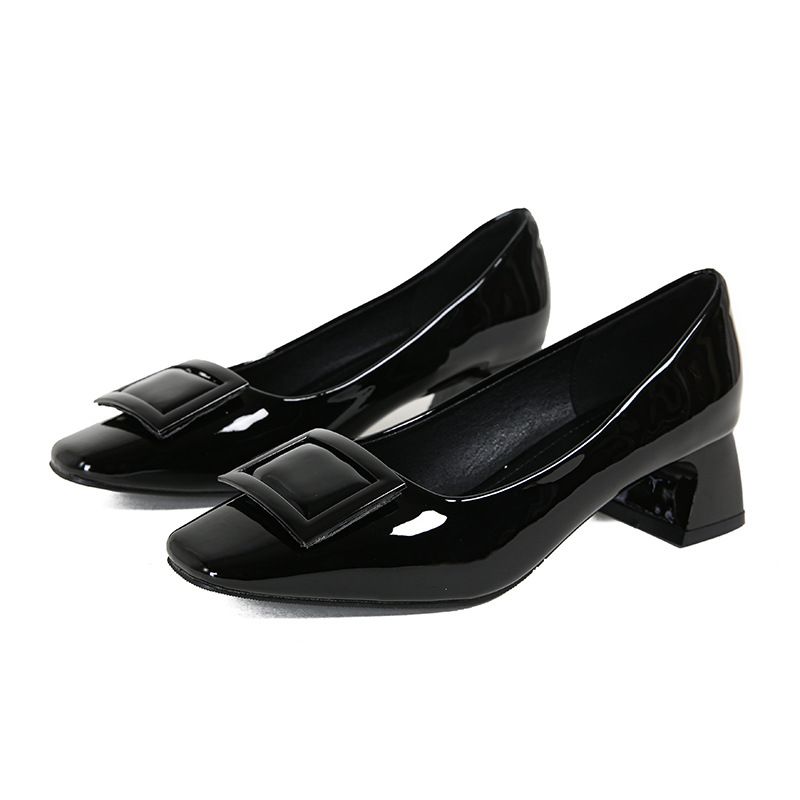 Grape Mom Studiolee ~ Klassieke knoop Dikke, zachte stijl Vierkante kop en elegante enkele schoenen met hoge hak Lente_voghion.com