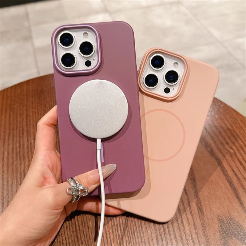 Custodia magnetica in silicone liquido per telefono 13, 11, 12 Pro Max, antiurto, per iPhone 16, 15, 14 Plus, copertina morbida_voghion.com