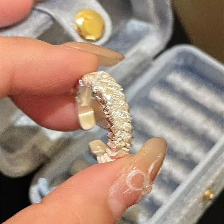 Stile vintage, zircone, argento sterling spazzolato, placcato, per donna, di nicchia, di alta qualità, leggero, lussuoso, versatile, impilabile_voghion.com