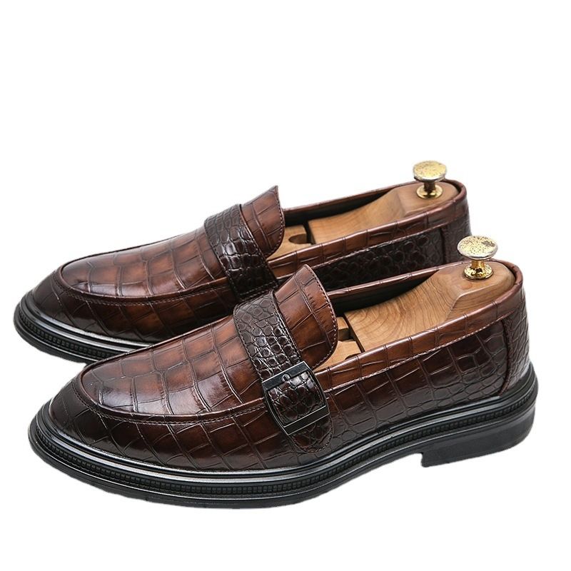 Scarpe da uomo in pelle con fibbia, stile britannico e coreano, nuove, taglie forti, casual, con suola spessa_voghion.com