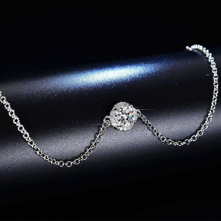 Catena con sei archi a forma di fiocco per donna, semplice braccialetto alla moda con girasole imitato in moissanite_voghion.com