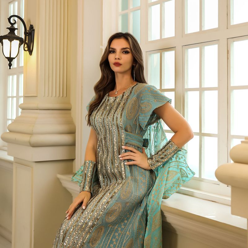 Muslim Abaya Dubai Türkiye naiste lühikese varrukaga kleit_voghion.com