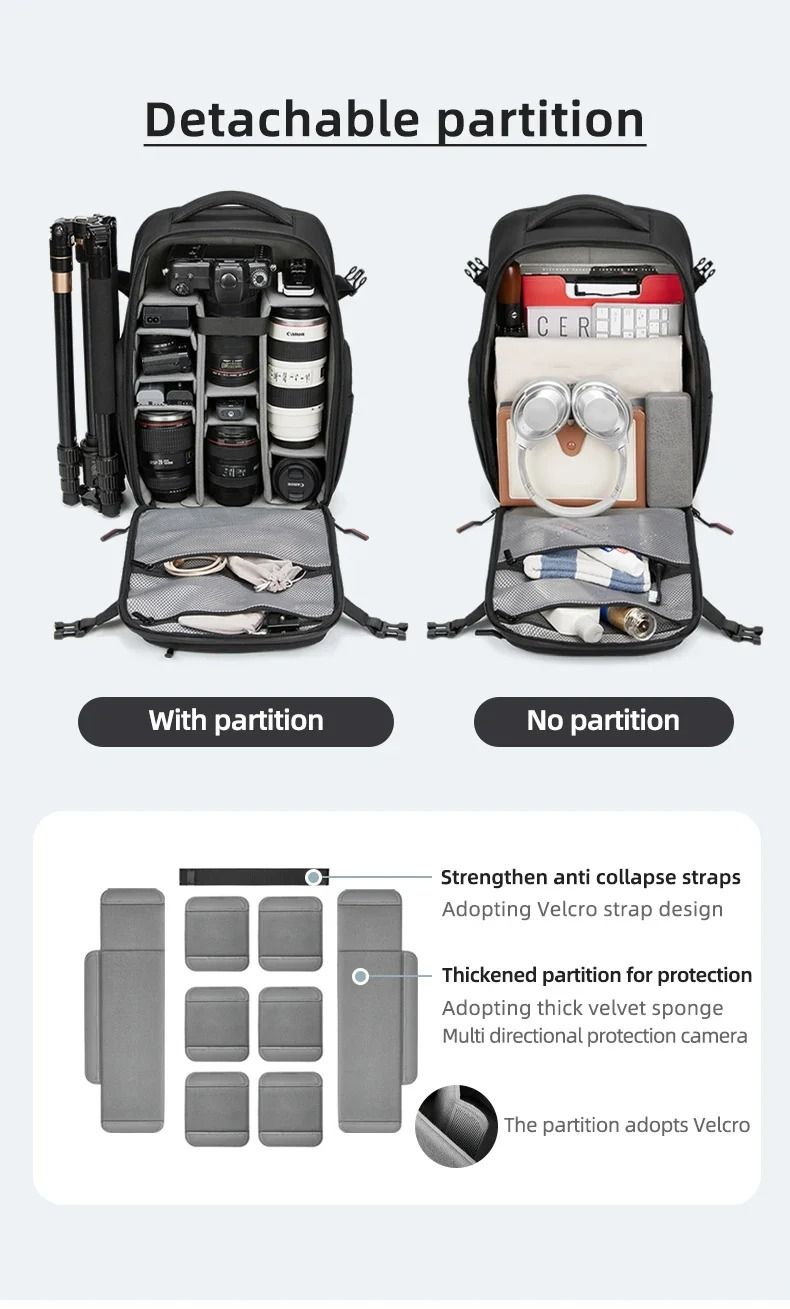 SLR Camera Large Capacity Multi-function Splash-proof Digital Drone Bag With Dry And Wet Separation Integrated With Computer_voghion.com