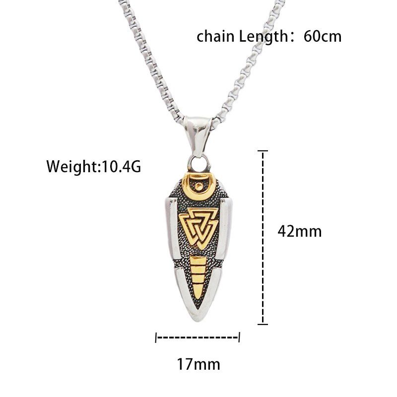 Transgraniczna specjalna biżuteria ze stali tytanowej, męski naszyjnik ze stali nierdzewnej, strzała wikingów, zabytkowy amulet, hurtowo_voghion.com