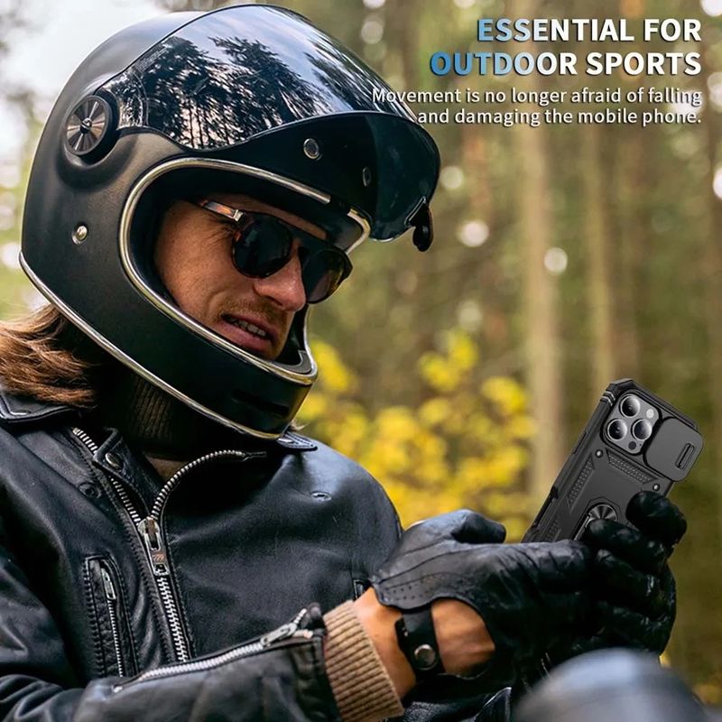 Full Body Rugged Protective Slide Camera Stand Phone Case For IPhone 17 Air 16 15 14 Plus 13 12 Pro Max 11 Protection Ring Cover_voghion.com