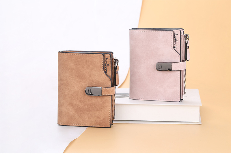 BAELLERRY new women's short wallet version with multiple card slots zipper coin purse buckle card bag men purse_voghion.com
