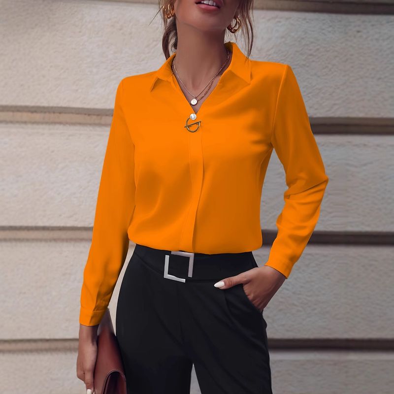 Verve Commuting - Camicia da donna versatile, semplice, tinta unita, a maniche lunghe, di media lunghezza, taglia comoda_voghion.com