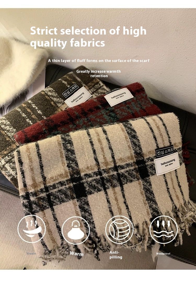 Sciarpa rossa di Natale da donna, invernale, nuova edizione coreana, versatile, spessa, calda, per studenti, di alta qualità, morbida e appiccicosa, scialle_voghion.com