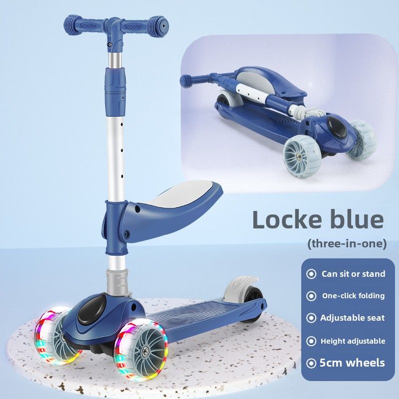 Scooter infantil dobrável de quatro rodas para crianças de 2 anos, 3 anos, 6 a 8 anos, 10 anos, scooter de uma peça_voghion.com