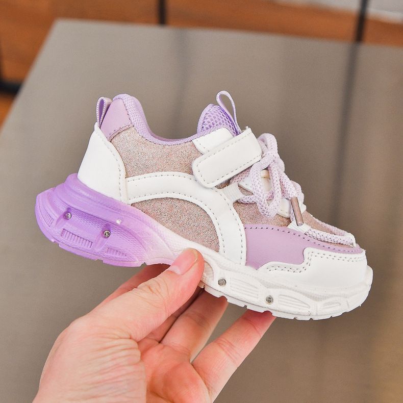 Chaussures de sport coréennes pour filles, printemps-automne 2025, chaussures de course à LED pour enfants, semelles souples, vente en gros_voghion.com