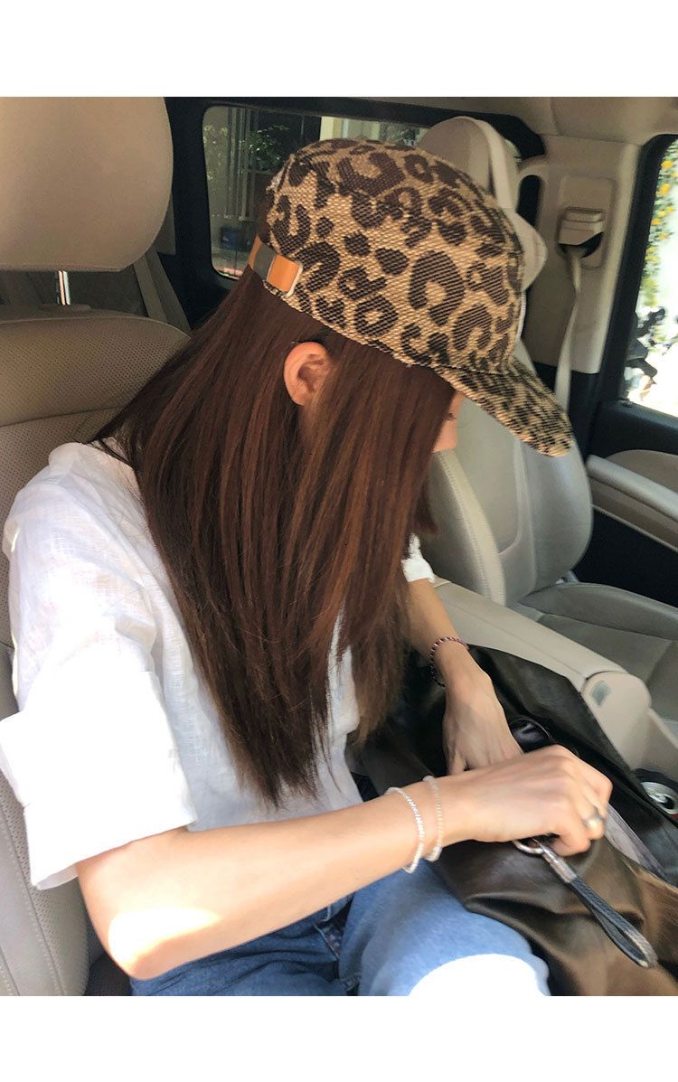 Leopard Print Flat-Brim Baseball Cap Women's 2025 Fall/Winter New Letter Embroidery_voghion.com