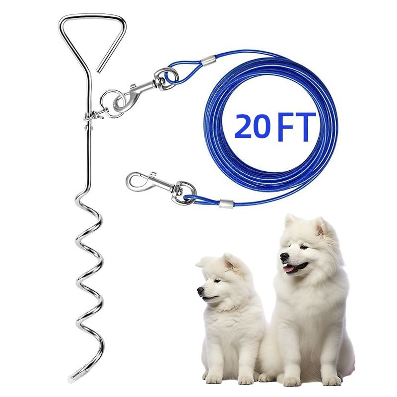 Pet Stake Tie Stahldrahtseil Hundeleine Verschleißfest_voghion.com