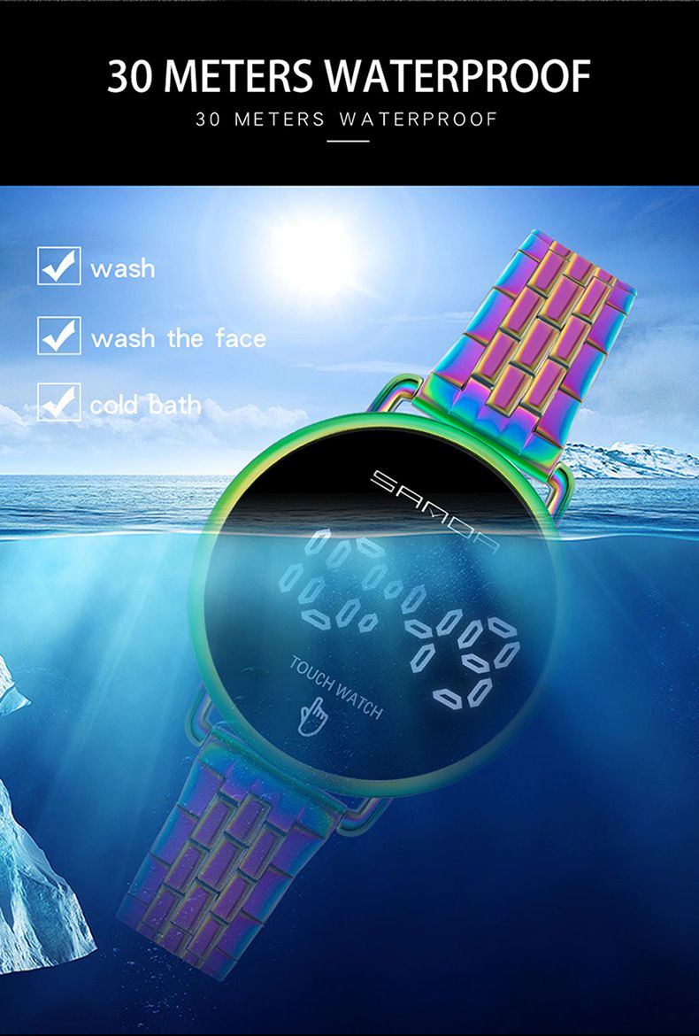 Orologio sportivo digitale da uomo e da donna con cinturino in acciaio inossidabile, impermeabile, display 24 ore e design minimalista. Orologio digitale semplice._voghion.com