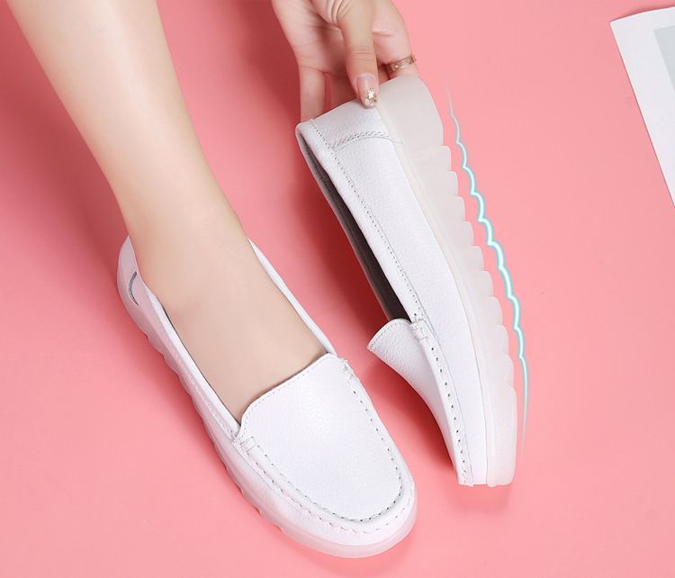 Luftgepolsterte Krankenschwesterschuhe für Damen, bequeme, weiche Sohle, atmungsaktiv, rutschfest, flacher Absatz, dicke Sohle, für die Arbeit, Medizin, kleine weiße Schuhe_voghion.com