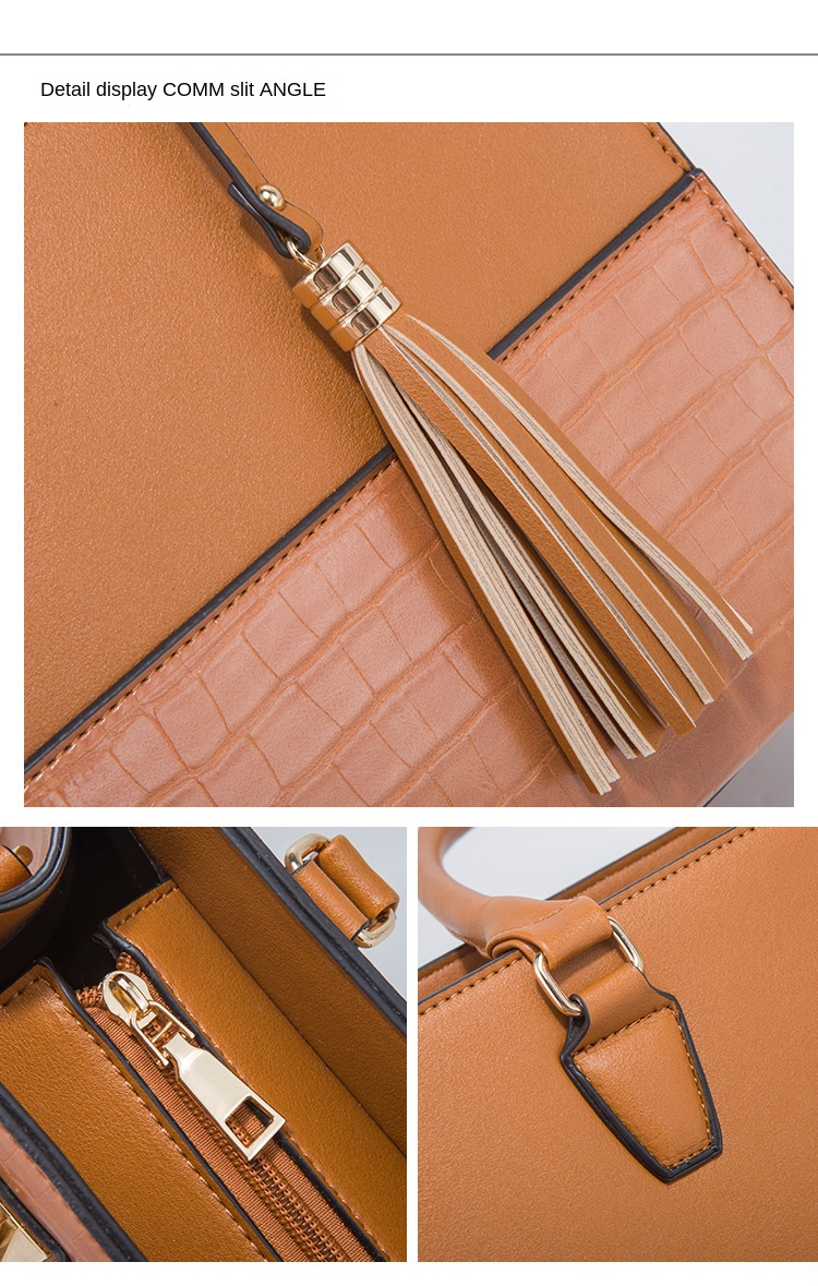 New Trend Fashion Women's Bag One Shoulder Crossbody Handheld Retro Crocodile Pattern Four Piece Cover Mother Bag_voghion.com
