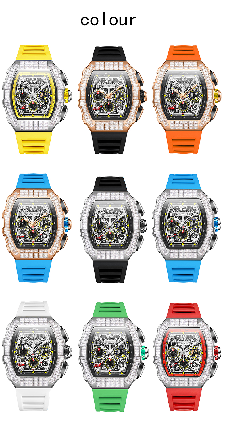 ONOLA - Men's fully automatic mechanical unique design, diamond inlaid strap, waterproof watch, popular knowledge and_voghion.com
