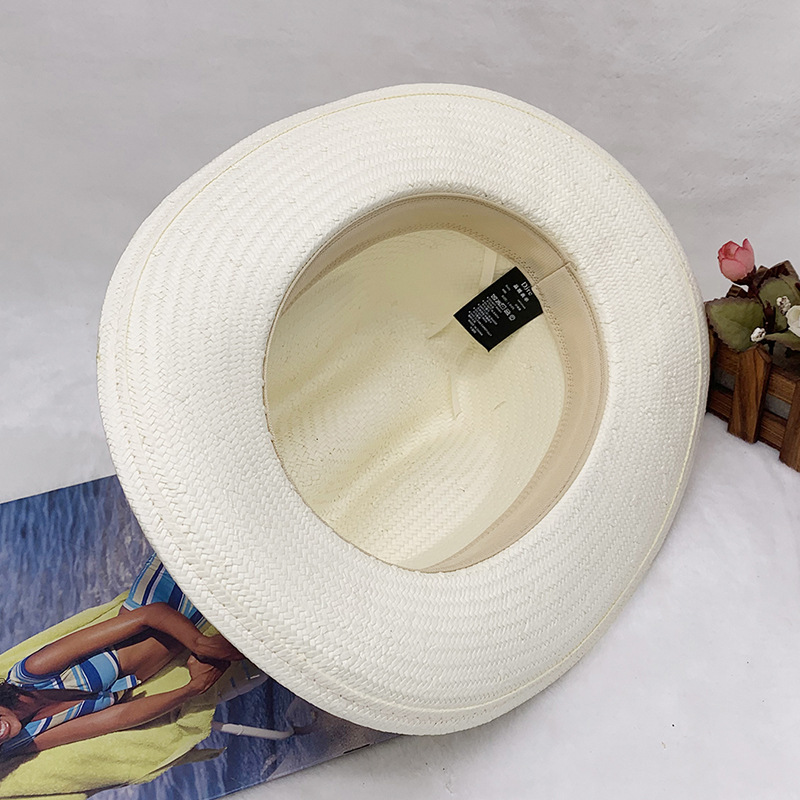Sommerlicher Sonnenschutz, handgewebter französischer Panamahut, modischer klassischer Zylinder für Männer und Frauen_voghion.com