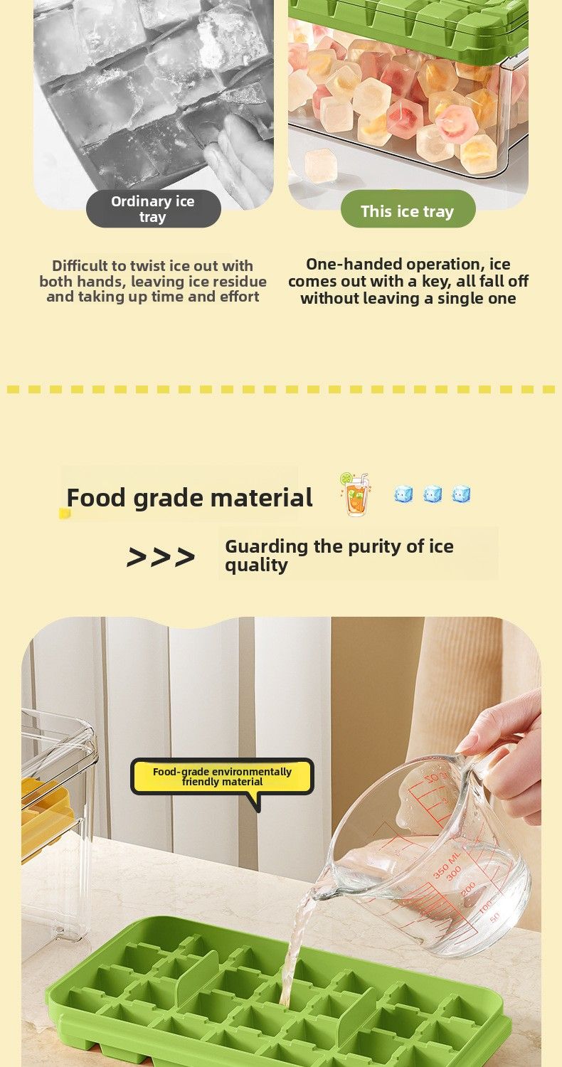 Moule à glaçons à pression pour réfrigérateur, avec couvercle, hermétique, de qualité alimentaire, facile à démouler._voghion.com